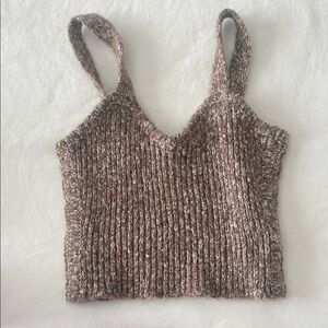 Forever 21 Brown and Gray Smocked Crop Tank Top